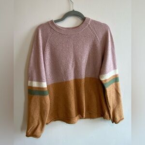 Madewell Colorblock Women's Sweater - Pink and Tan